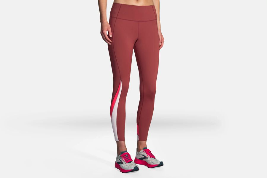 Womens Brooks Method 7/8 Tight Bottoms Terracotta/Fluoro Pink | Clothing 8734-DIEFR